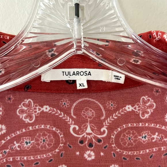 XL Revolve Tularosa Cinnamon Bandana Wrap Crop Top Blouse Chest Pocket - Picture 3 of 10